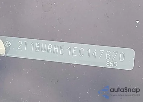 2014 Toyota Corolla L z USA, uszkodzony, nr VIN 2T1BURHE1EC147670